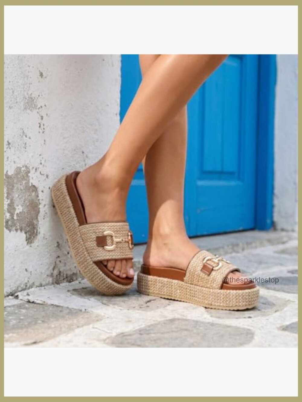 Woven Raffia Platform Espadrille Sandals Slip On Boho Slides - Picture 2 of 7